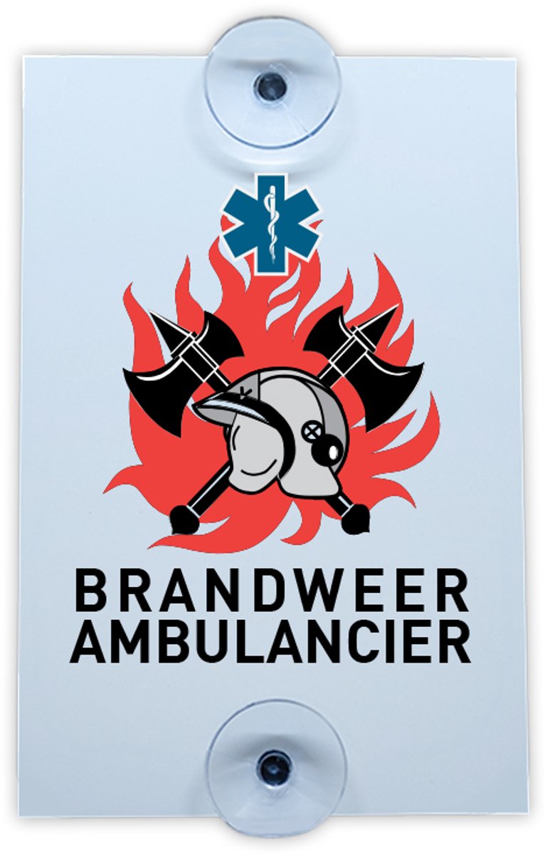 Autobord Logo - Brandweer Ambulancier - 10x15cm - met rechte hoeken