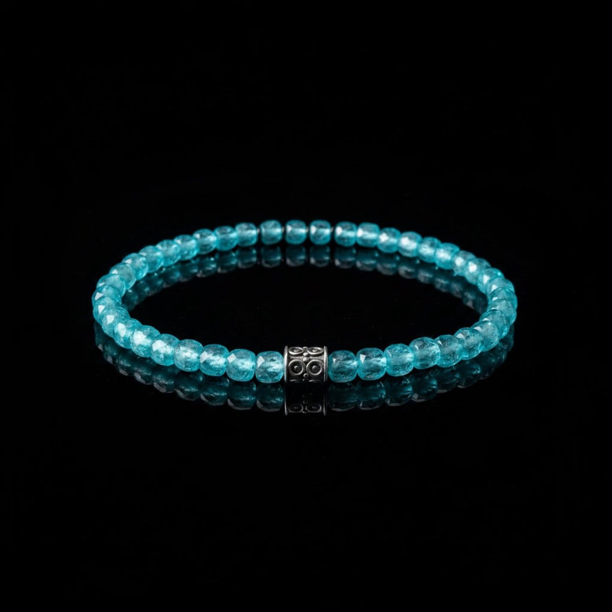 Kralenarmband Natuursteen - Echte Blauwe Topaas (4mm) met 925 Sterling Zilver - 21 cm-vaderdag