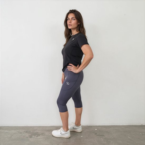 YV SPORT Sportlegging Toronto - Driekwart sportlegging - Handige zakken - Premium kwaliteit - Squat-proof - Stevige, hoge tailleband - Perfect fit - Sport legging dames - Blauw - Maat XL van YV SPORT — afbeelding 2