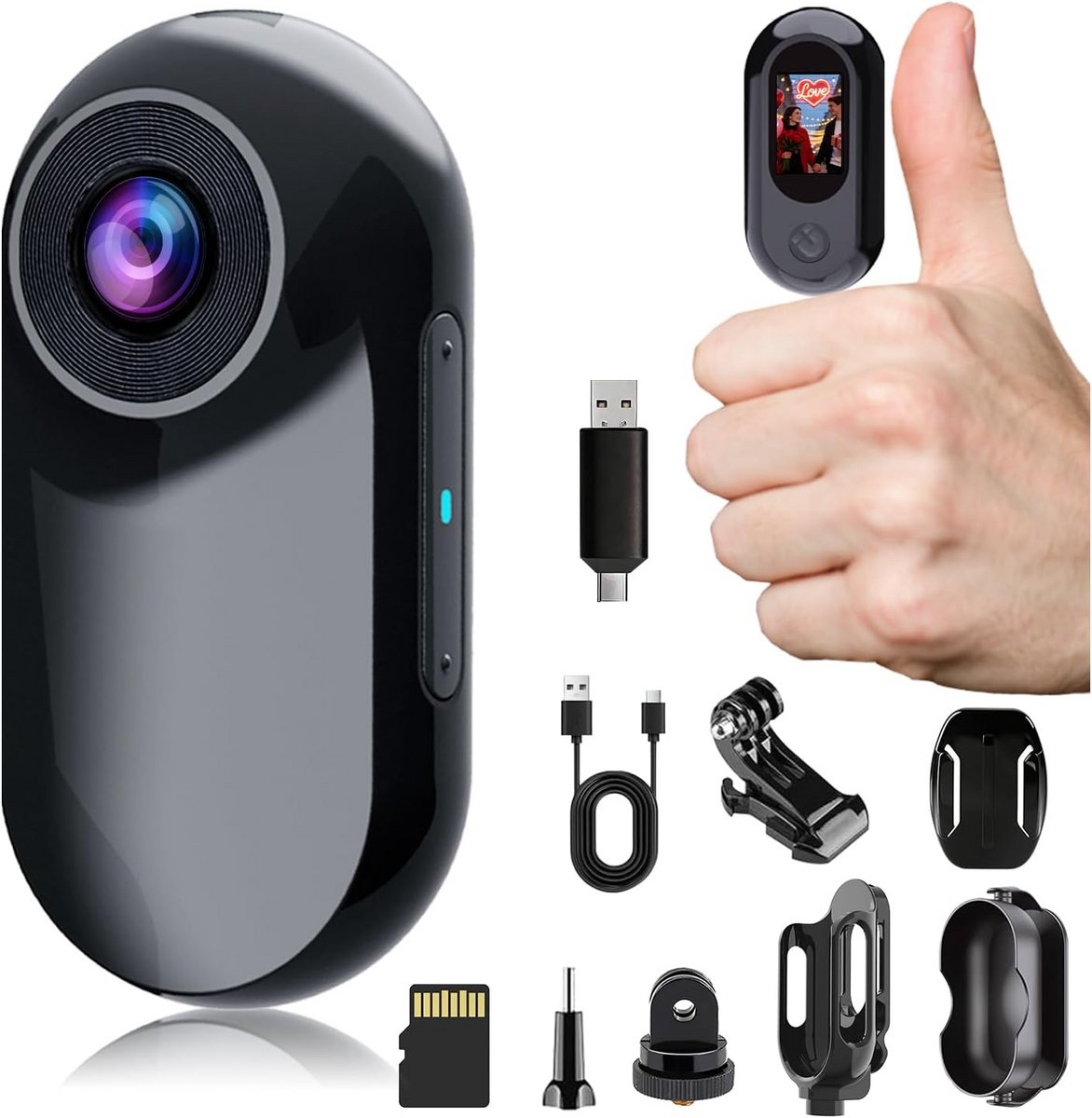 Mini Actie Camera - Draagbare Recorder - Momenten Vastleggen - Geïntegreerd Geheugen - 1080p HD - Zwart