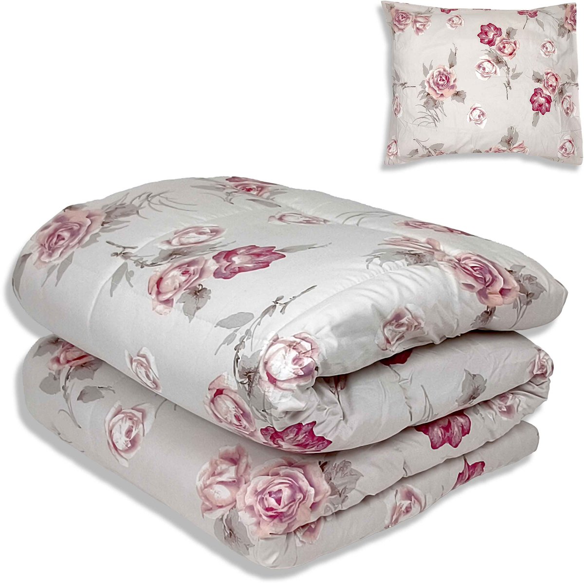 Dekbed zonder overtrek - All year 140x220cm - Bloemen Diamant Roze - Wasbaar Dekbed Zonder Overtrek – Hypoallergeen & Antibacterieel – 30 dagen proefslapen - Wasbaar hoesloos dekbed - Bedrukt dekbed - zomerdekbed & winterdekbed