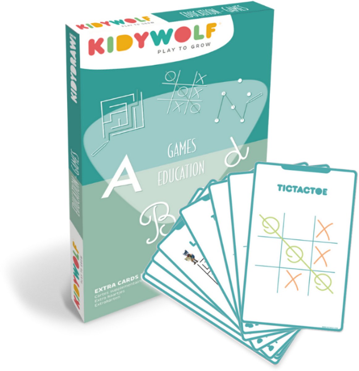 KIDYWOLF KIDYDRAW Mini Refill – Spelletjes & Educatie – 60 Educatieve Tekenkaarten met Letters, Cijfers en Rekenspelletjes