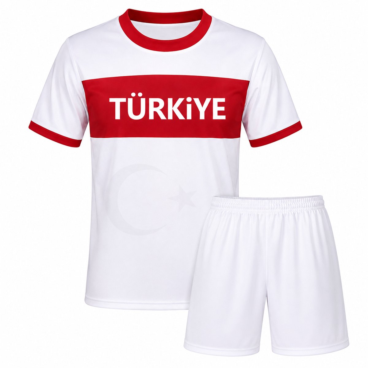 Turkije Voetbaltenue Kinderen – Shirt & Short Set – Türkiye Voetbalpak – Kinder Voetbalset Wit Rood 10 jaar