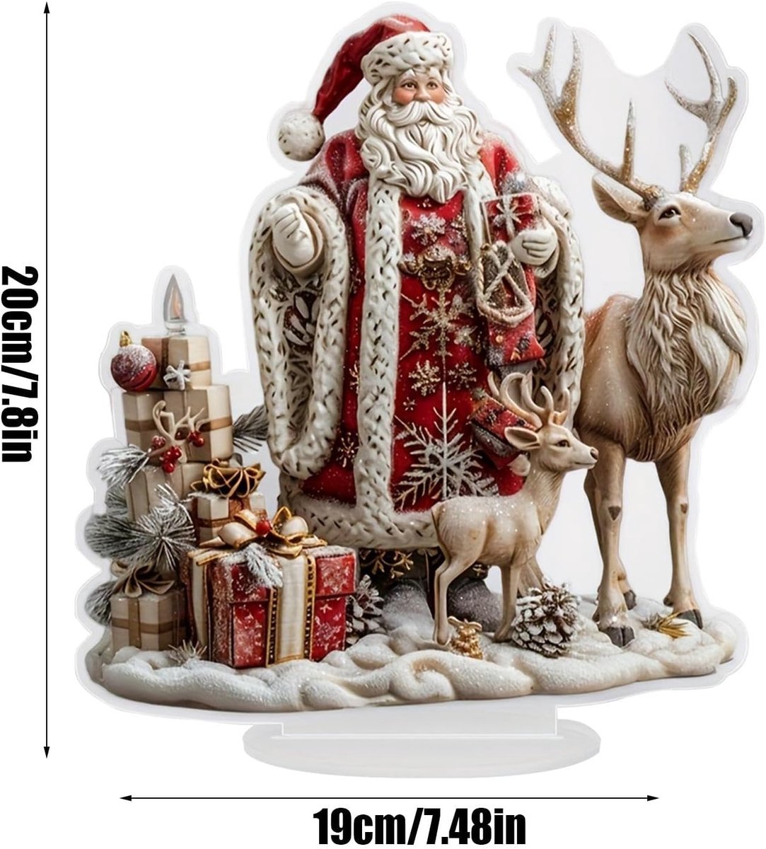 Kerstbeeldje Santa Rendier - Kerstfiguren eland - Feestelijke decoratie - Gemaakt van acryl - Ca. 20 cm hoog - Meerkleurig – foto 7