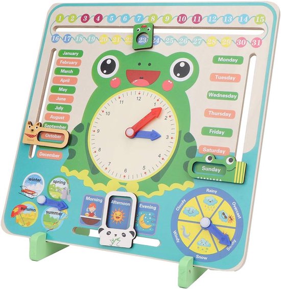 Houten Kalenderklok - Cognitief Speelgoed - Tijd Leren - Multifunctioneel - 30x30 cm - Multicolor — afbeelding 5