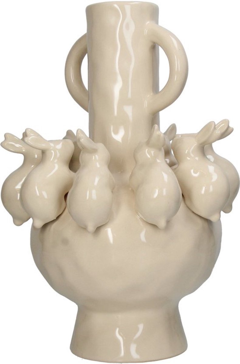 HD Collection Vaas Konijntjes Aardewerk 22.5x22.5x35.3cm White