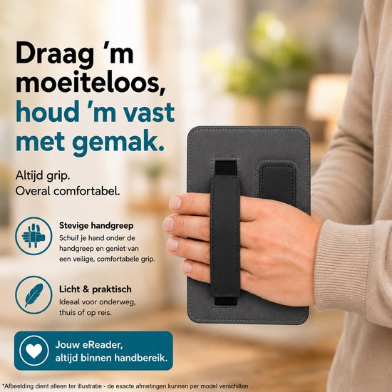 Hoes geschikt voor Kobo Aura Edition 2 - Book Case met Handgreep & Kickstand - Auto/Wake - Zwart — afbeelding 3