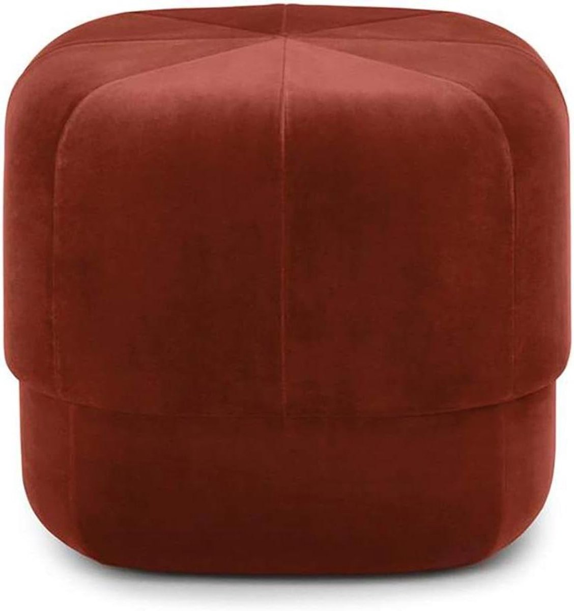 Voetenbank rond - Poef zitje - Ontspannen thuis - Massief houten frame - 40 x 40 cm - Rood
