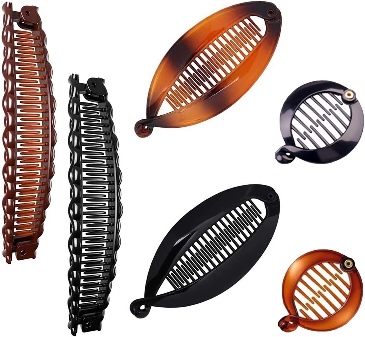 Haarspelden Set - Bananenclips Visclips - Haar Styling - Ergonomisch Ontwerp - 6 Stuks - Zwart