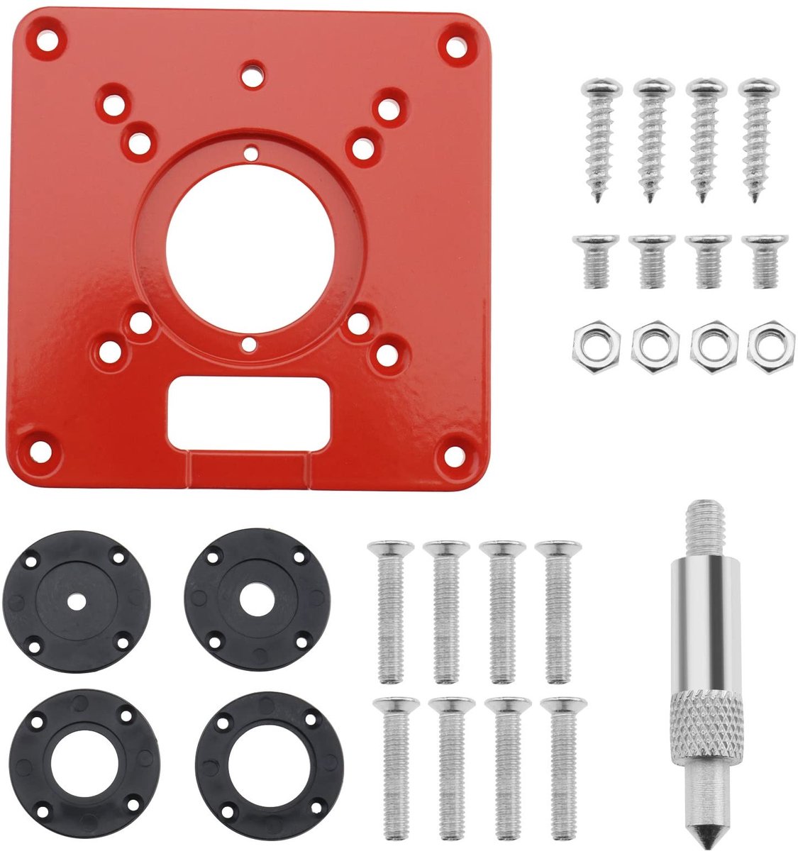 ONF3 - Router Tafel Insert Plaat - Aluminiumlegering - Compatibel met Makita Routers - Rood - Houtbewerking Accessoire - 120x120 mm - Inclusief ...