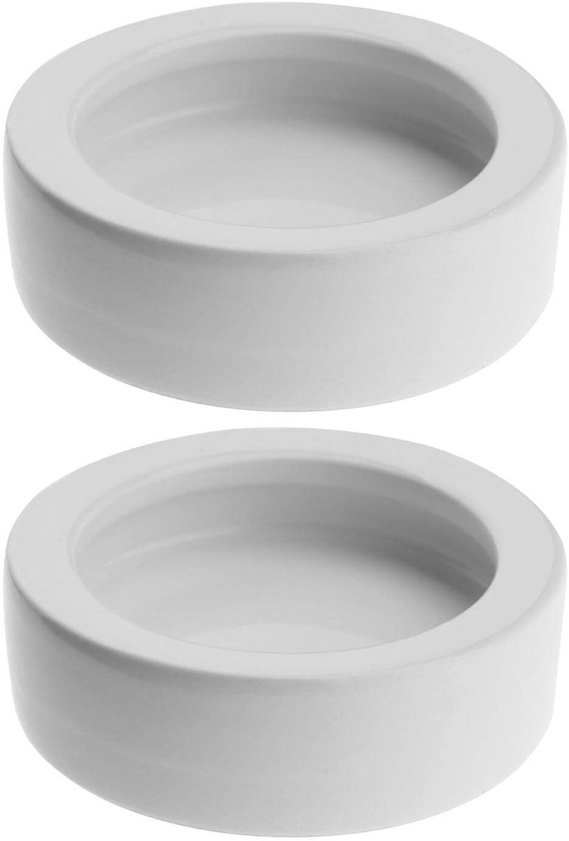SPHProducts - Reptielkom - Keramische Schaal Set - Gebogen Rand - Wit - Voor Spin en Gekko - Ideaal voor Krabben en Reptielen - 2 stuks