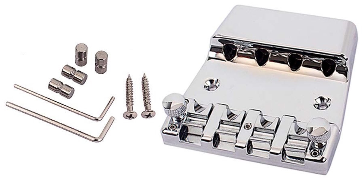 aladdien - gitaarbrug - aluminium basbrug - chroom - 4-snarige gitaarbas - duurzame kwaliteit - perfect voor muzikanten