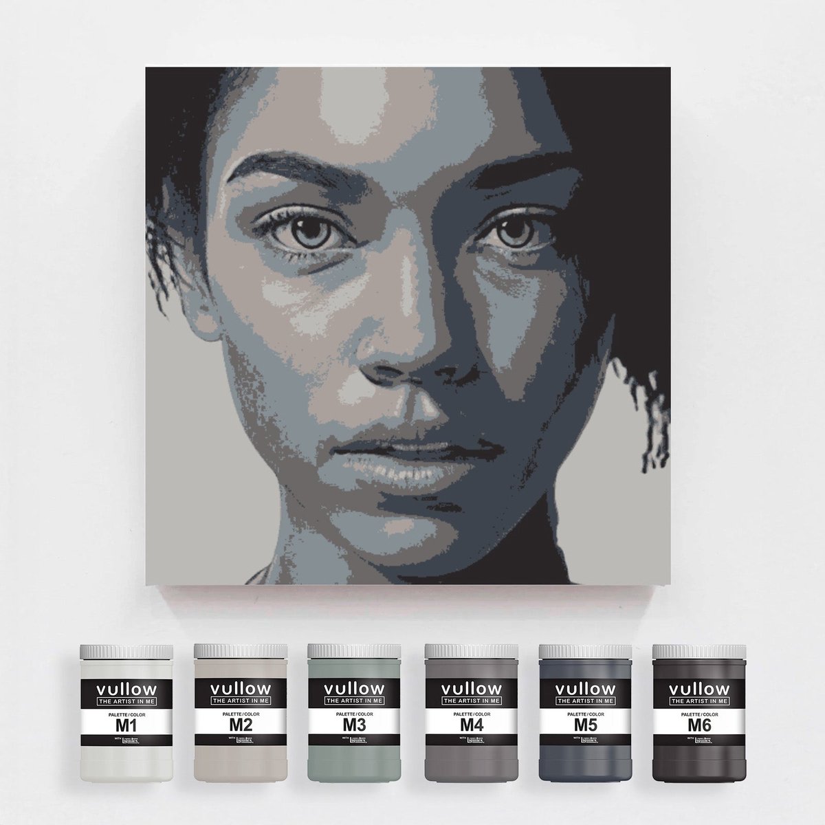Vullow® Acrylverf Set M-Palet Grijstinten – Mat – 6 x 20 ml – Voor Canvas, Hout en Papier