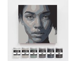 Vullow® Acrylverf Set M-Palet Grijstinten – Mat – 6 x 20 ml – Voor Canvas, Hout en Papier