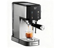 BlitzHome CM5105 Halfautomatische Espressomachine 20 Bar 1350W Touchscreen Tassenwarmer 1L Waterreservoir Zilver