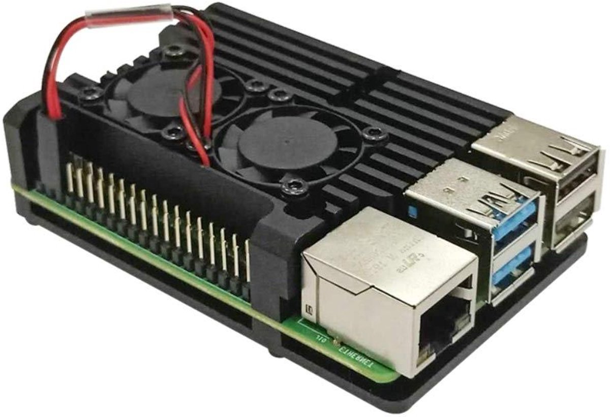Computer Behuizing - Aluminium Case - Warmte Afvoer - Dubbele Ventilator - 965 x 61 cm - Zwart