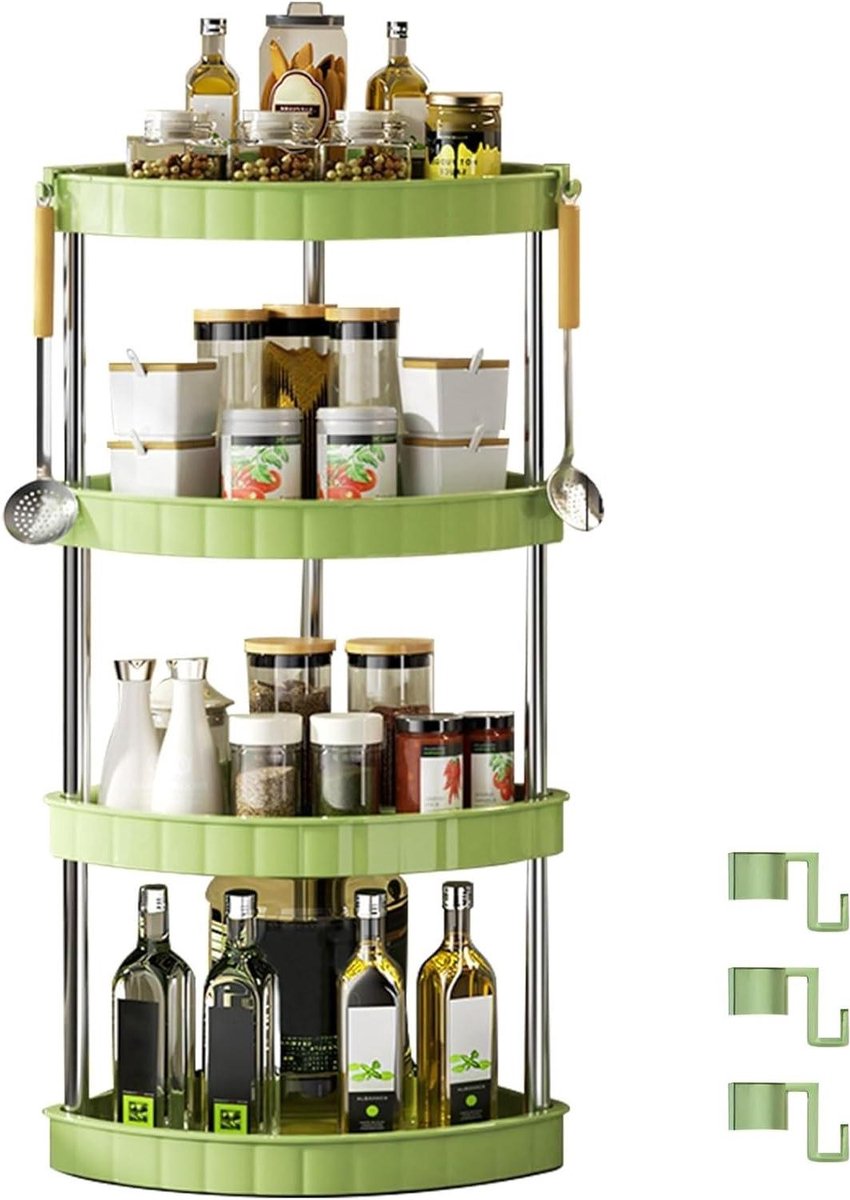 Kruidenrek - Keuken Organizer - Hoek Opbergen - Draaiend Ontwerp - 75 cm - Groen