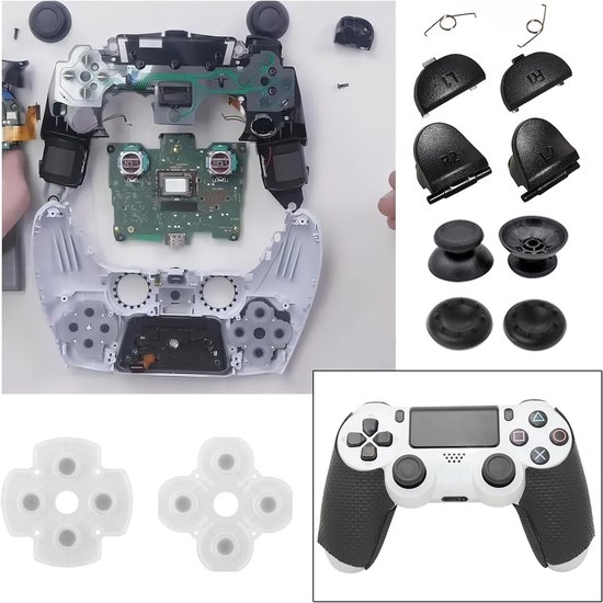 Controller Thumbsticks Vervangset voor PS4 - Inclusief L1, R1, L2, R2 Triggers, Springs en Conductieve Rubber Pads — afbeelding 5