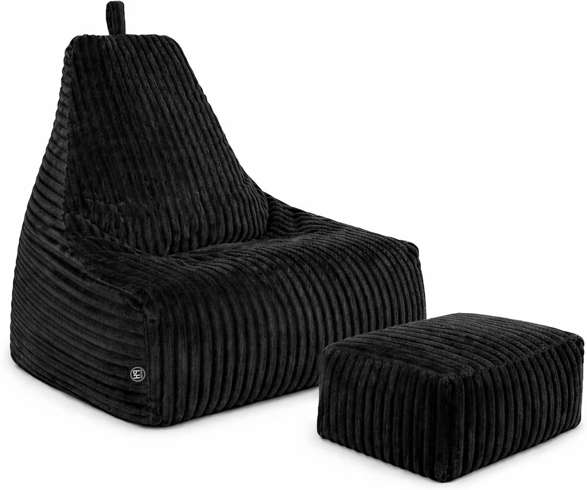Zitzak set - Loungestoel met kruk - Ontspannen en relaxen - Zachte corduroy stof - XL form