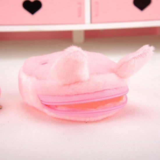 Pluche Portemonnee - Knuffel Muntentasje - Kleine Spullen Opbergen - Draagbaar Cartoon Ontwerp - 12 x 5 cm - Roze — afbeelding 3