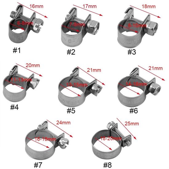 Allecto - Slangklemmen - Zeer duurzaam - 6mm-20mm - Mini brandstofslang klemmen - Voor sanitair - 10 stuks van Allecto — afbeelding 5