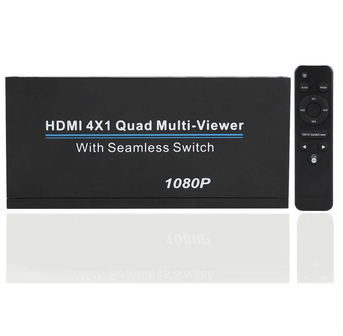 aladdien - HDMI Multiviewer - 4x1 HDMI Schakelaar - Met Infrared Afstandsbediening - Compact Formaat - Geschikt voor Monitor en TV - Perfect voor Th..