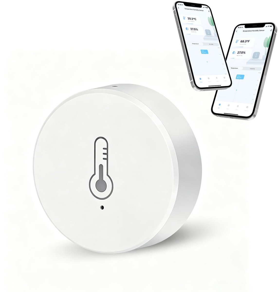 SPHProducts - Draadloze Temperatuur-vochtigheidssensor - Hygrometer - Automatisch Alarm - Wit - Zigbee Verbinding - Voor Thuis en Magazijn - Ingebouwd
