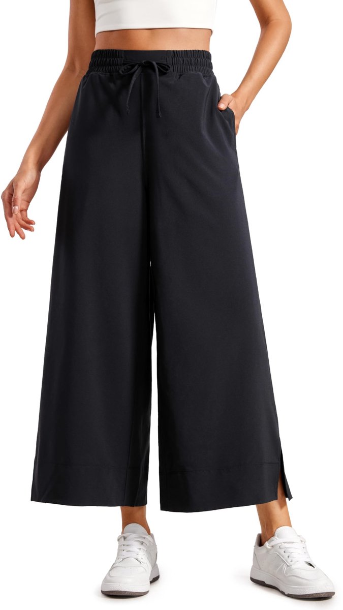 aladdien - Lichtgewicht cropped broek dames - Casual lounge werkbroek - 25 inch hoge taille - Zomer joggingbroek - Comfortabele sportkleding - Gesch..
