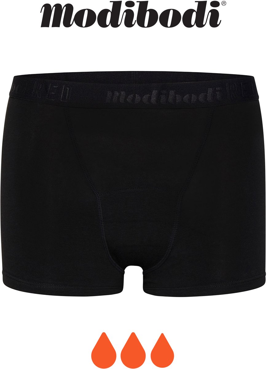 Modibodi Menstruatie Ondergoed Super Absorberend Lekvrij Tiener Hipster Boyshort Zwart Y10-12