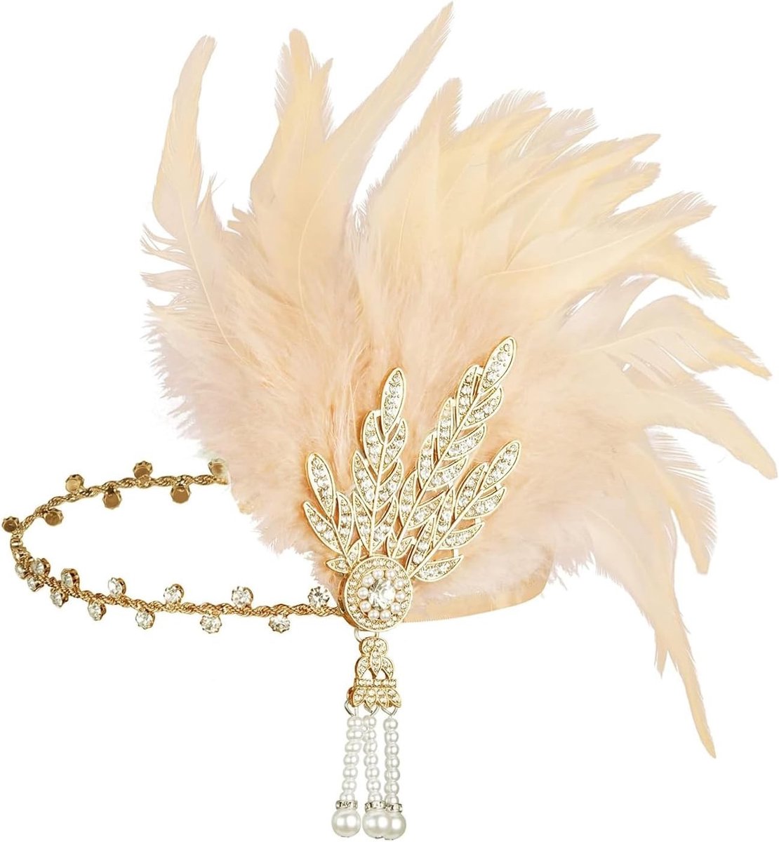 Elegante 1920s Blad Riem met Strass en Veer voor Kostuumaccessoires en Carnaval Feestjes