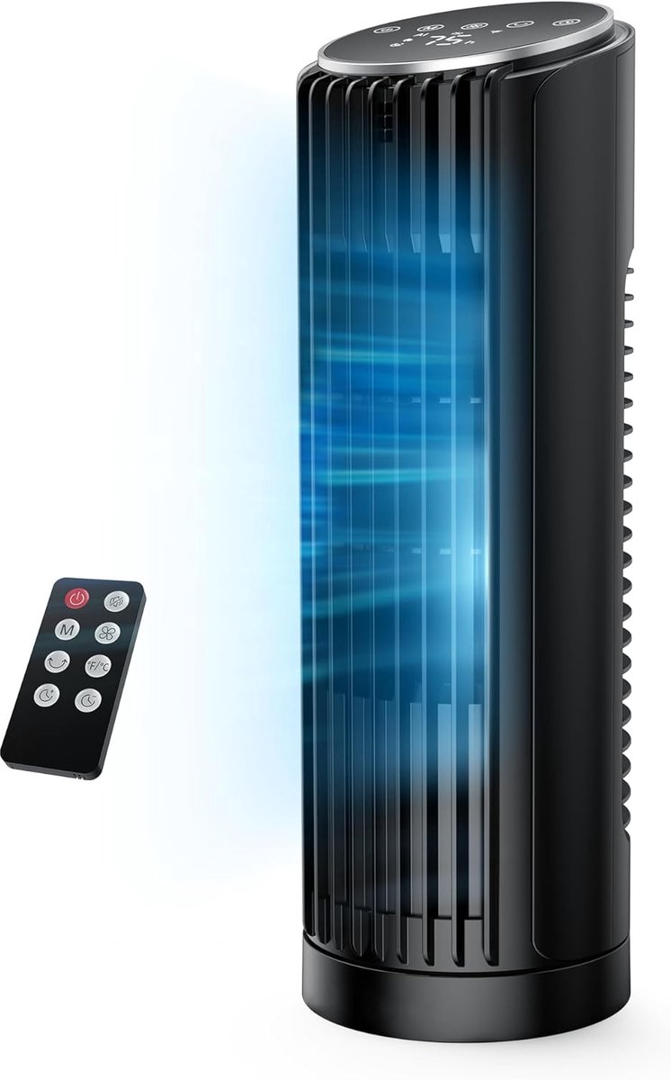 Torenventilator Afstandsbediening - Stille Ventilator - Kamertemperatuur Regelen - Intelligente Klimaatregeling - 33 cm - Zwart
