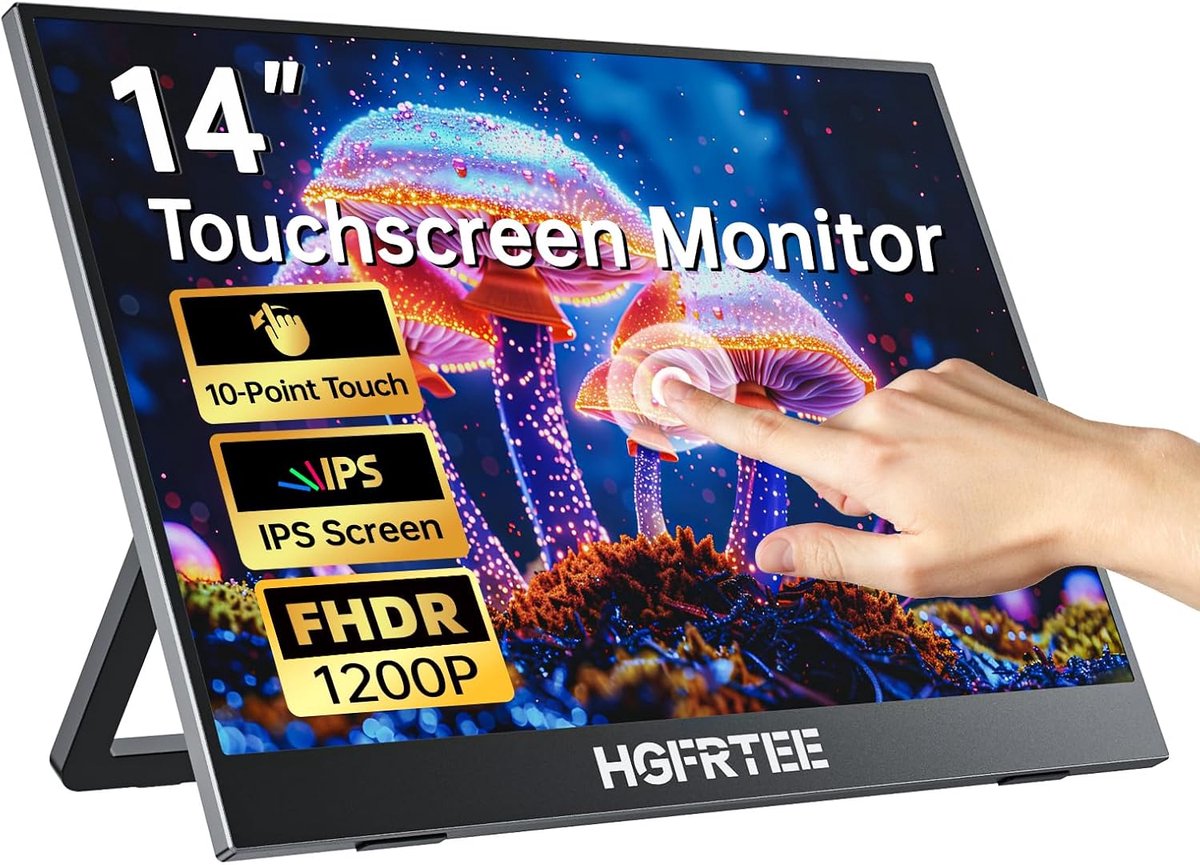 Draagbare Monitor - Extra Scherm - Productief Werken - 10-Punten Touch - 14.1 Inch - Zwart