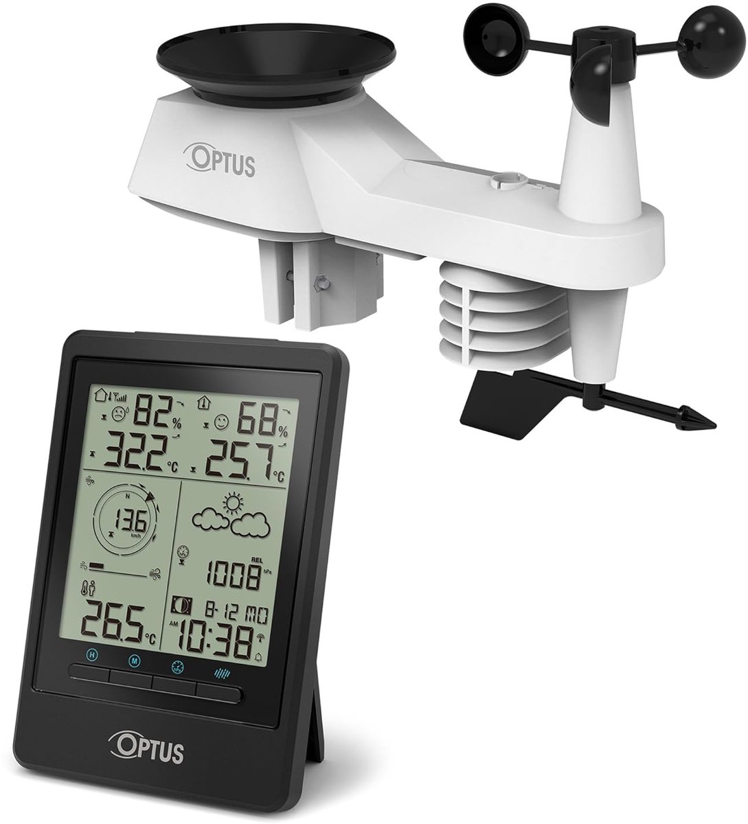 Weerstations met Buitensensor - Weerstation Buiten - Weer Monitoren - 5-in-1 Meting - 150m Bereik - Zwart