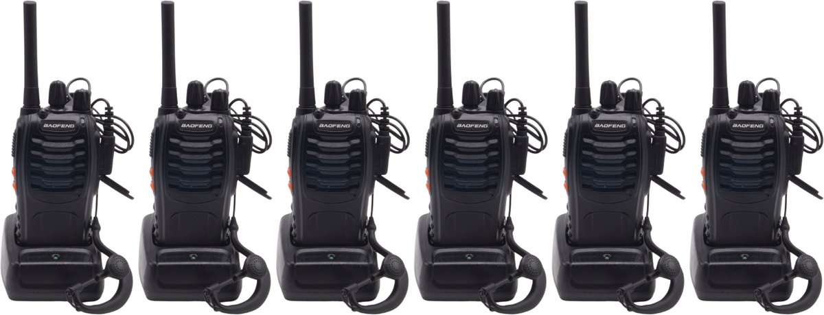 Walkietalkie - Set van 6x Baofeng BF-88E PMR portofoons - Met headsets