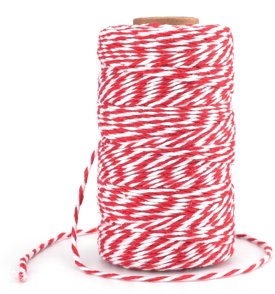 ONF3 - Rood-witte geschenkverpakkingskoord - Katoenen touw - Ideaal voor feestelijke verpakking - Wit - Knutselen - 100 meter - Perfect voor doe...
