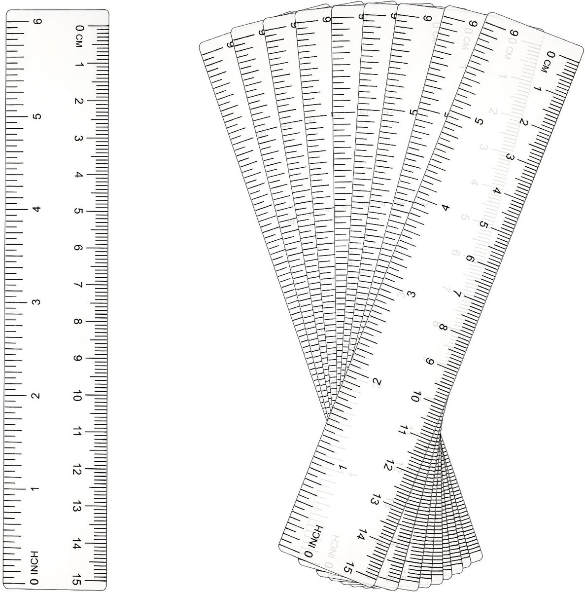 aladdien - 6 Inch Ruler - Plastic Liniaal - 10 Stuks - Transparant - Meetgereedschap - Perfect voor School en Kantoor - Mini Ruler
