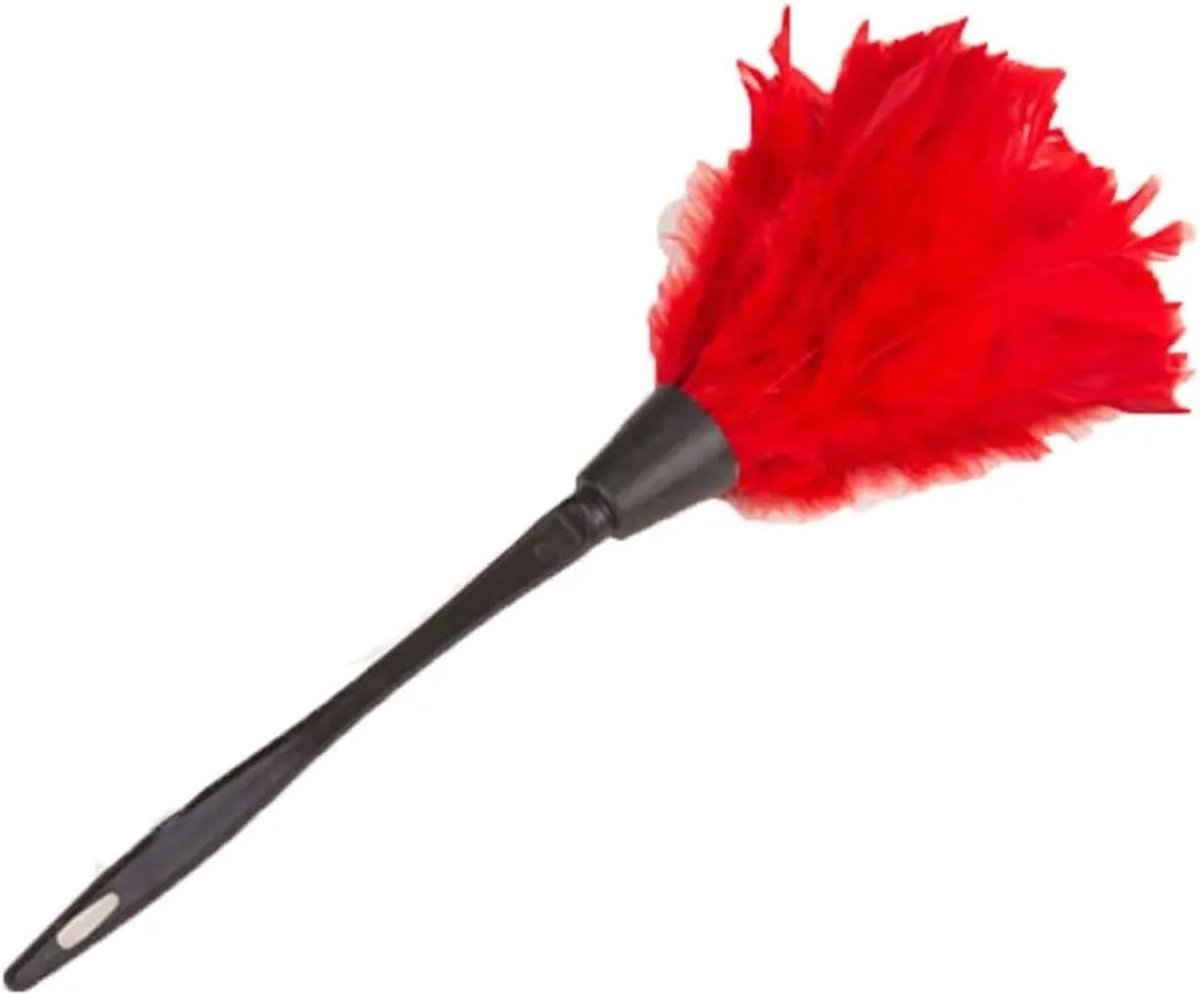 Stofzuiger Plumeau - Draagbaar Reinigingsgereedschap - Stof Afnemen - Antistatisch Kalkoenveer - 35 cm - Rood