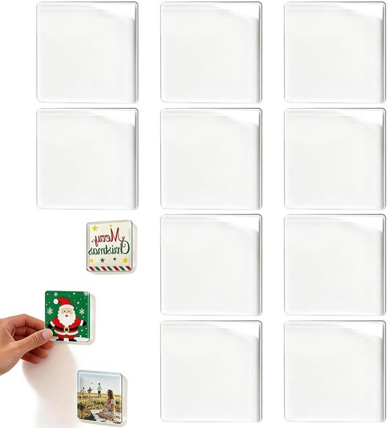 Magnets carrés avec Saint-Nicolas, texte de Noël et photos.