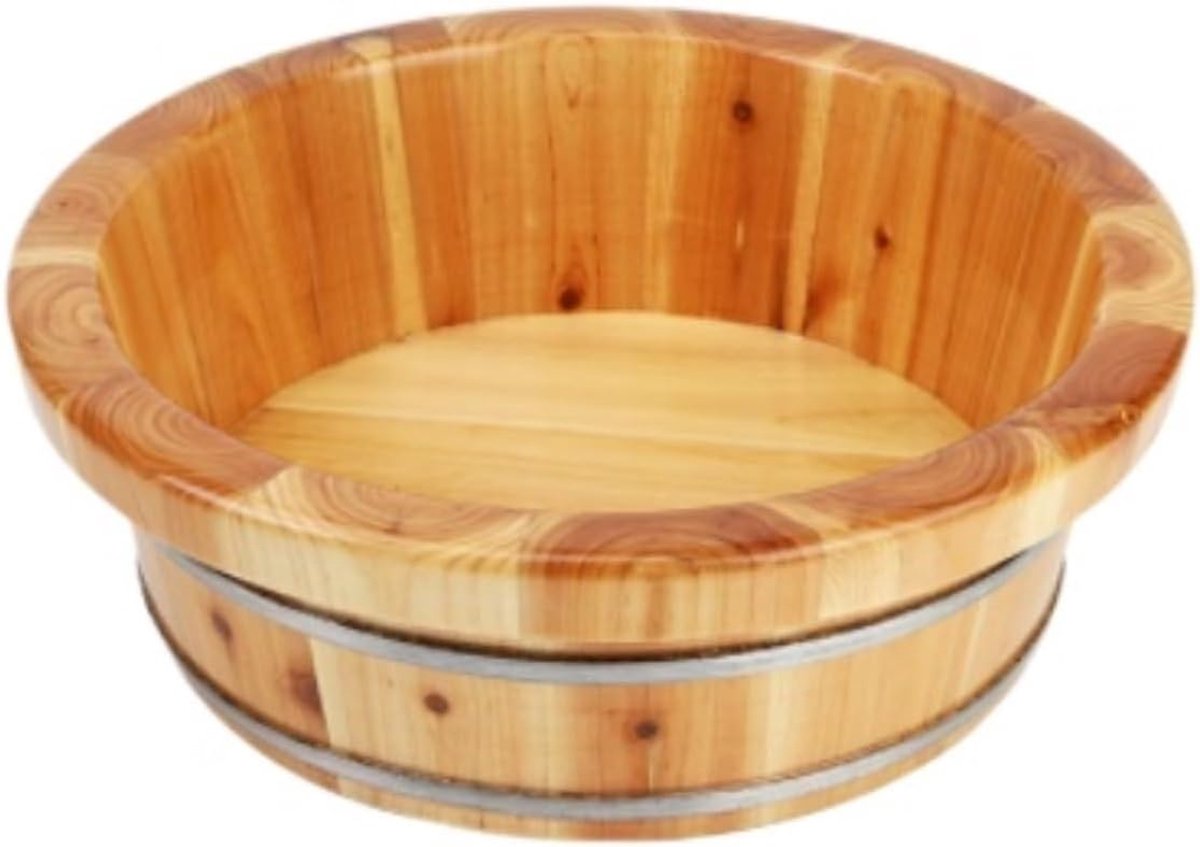 Voet Spa Houten - Voetbad Ton - Voeten Ontspannen - Natuurlijk Hout - 39x315x145 cm - Houtkleur