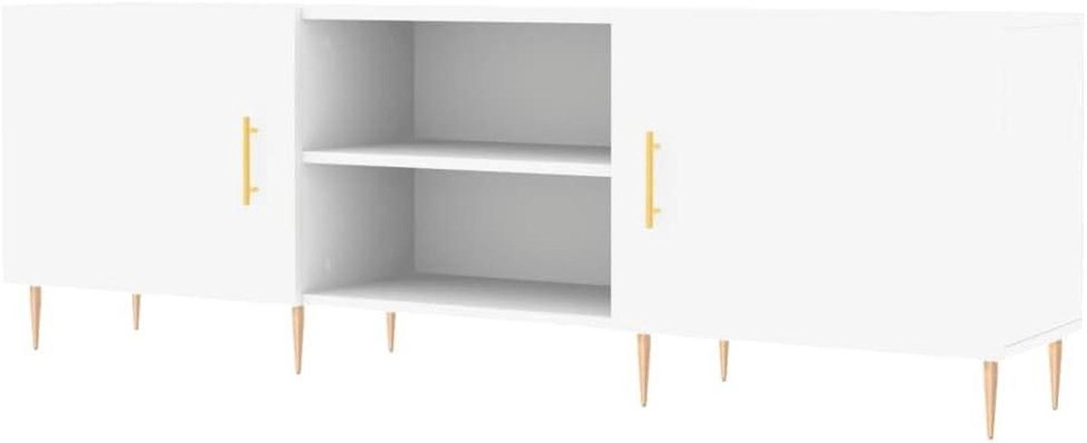TV Kast - Mediameubel Dressoir - Opbergen Entertainment - Houtsnijwerk Design - 150x30x50cm - Wit