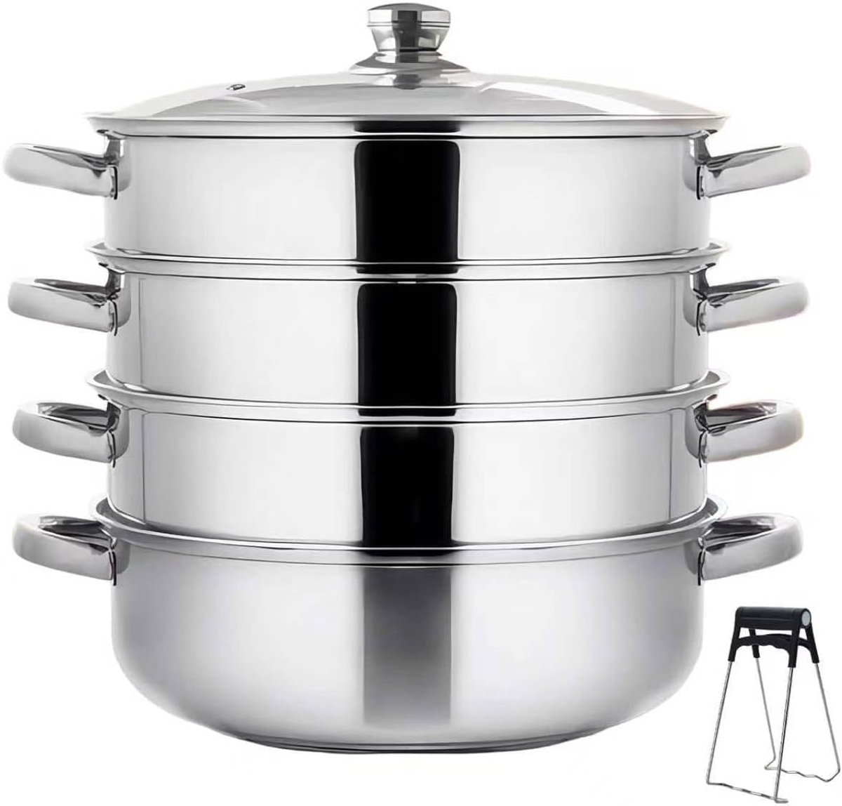 Stoompan - Stoomkoker - Gezond koken - Multifunctioneel ontwerp - 28 cm - Zilver