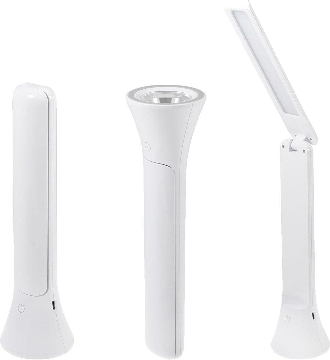 PURElite 2-in-1 Lamp and Flashlight - Rechargeable LED Table Lamp and Hand Flashlight, 180° Adjustable Angle, Natural Lamps for Reading, Sewing, Crafts - White
