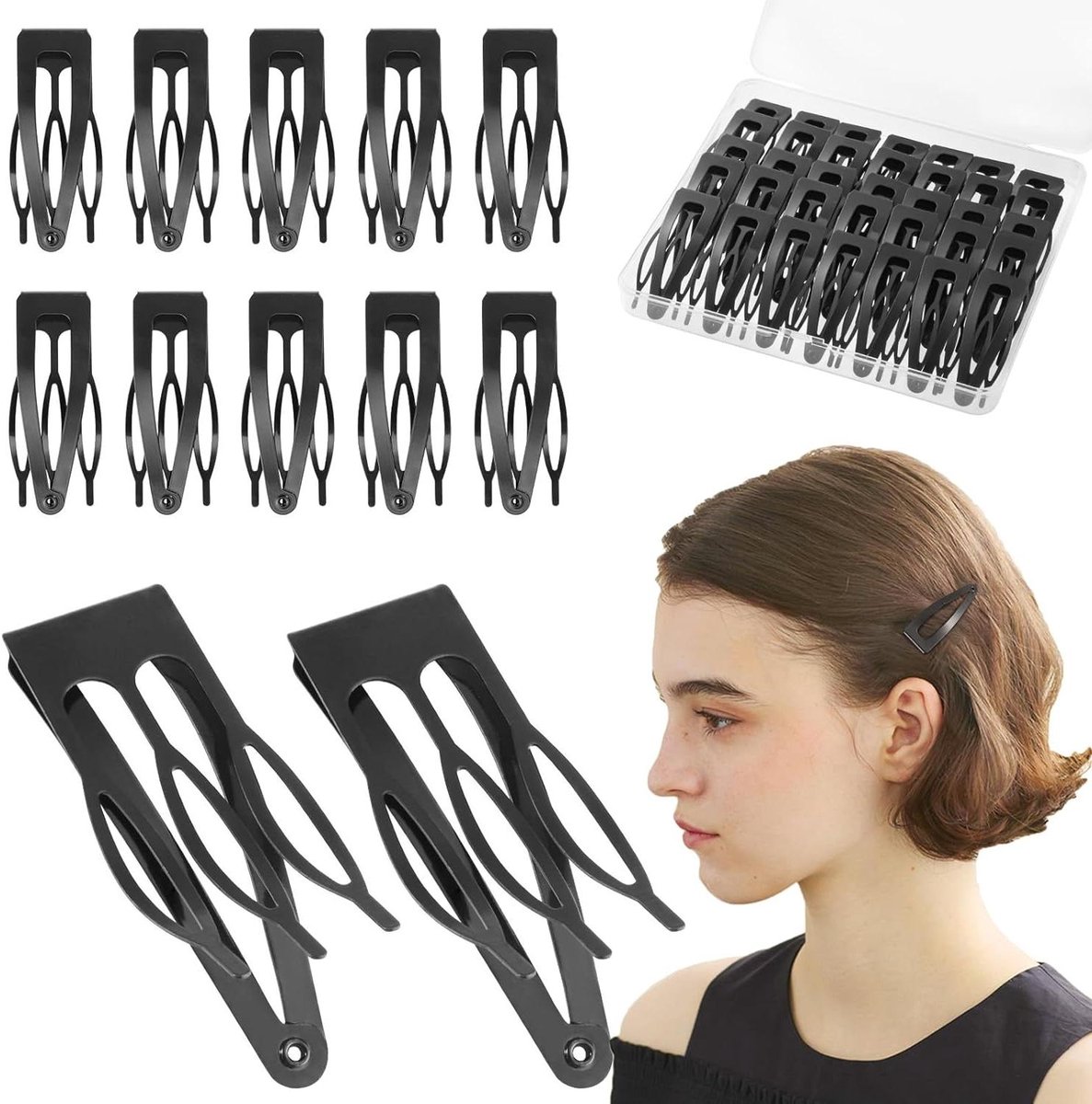 Haarclips - Drukspelden - Haar Styling - Dubbele Grip - 36 Stuks - Zwart