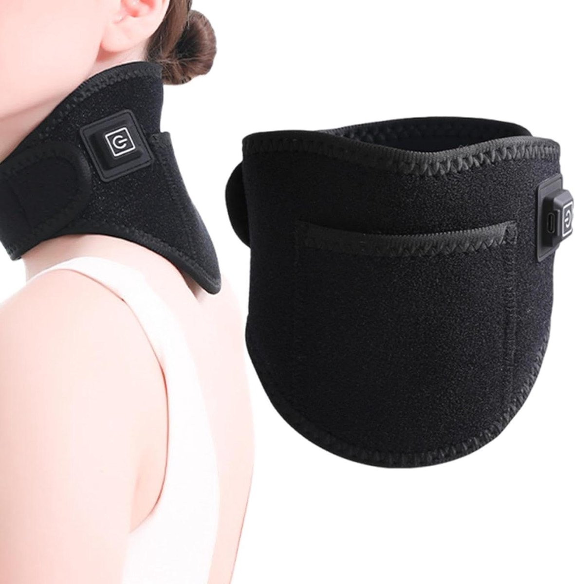 Verwarmde schoudersteun - Nek warmer - Spierontspanning - Adaptieve warmtetechnologie - 26x13x6 cm - Zwart