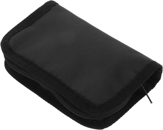Zwarte opbergtas met ritssluiting, voor een glucosemeter.