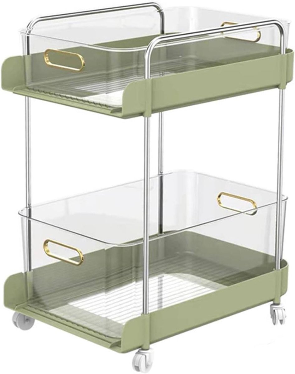 Mobiele Opbergwagen - Rollende Kar - Ruimte Besparen - 360 Graden Wielen - 18CM - Groen