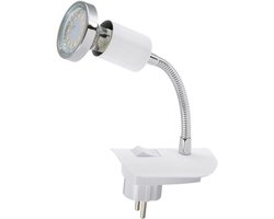 LED stekkerlamp – Flexibele leeslamp – Comfortabel lezen – Verstelbare arm – 17 cm hoog – Wit