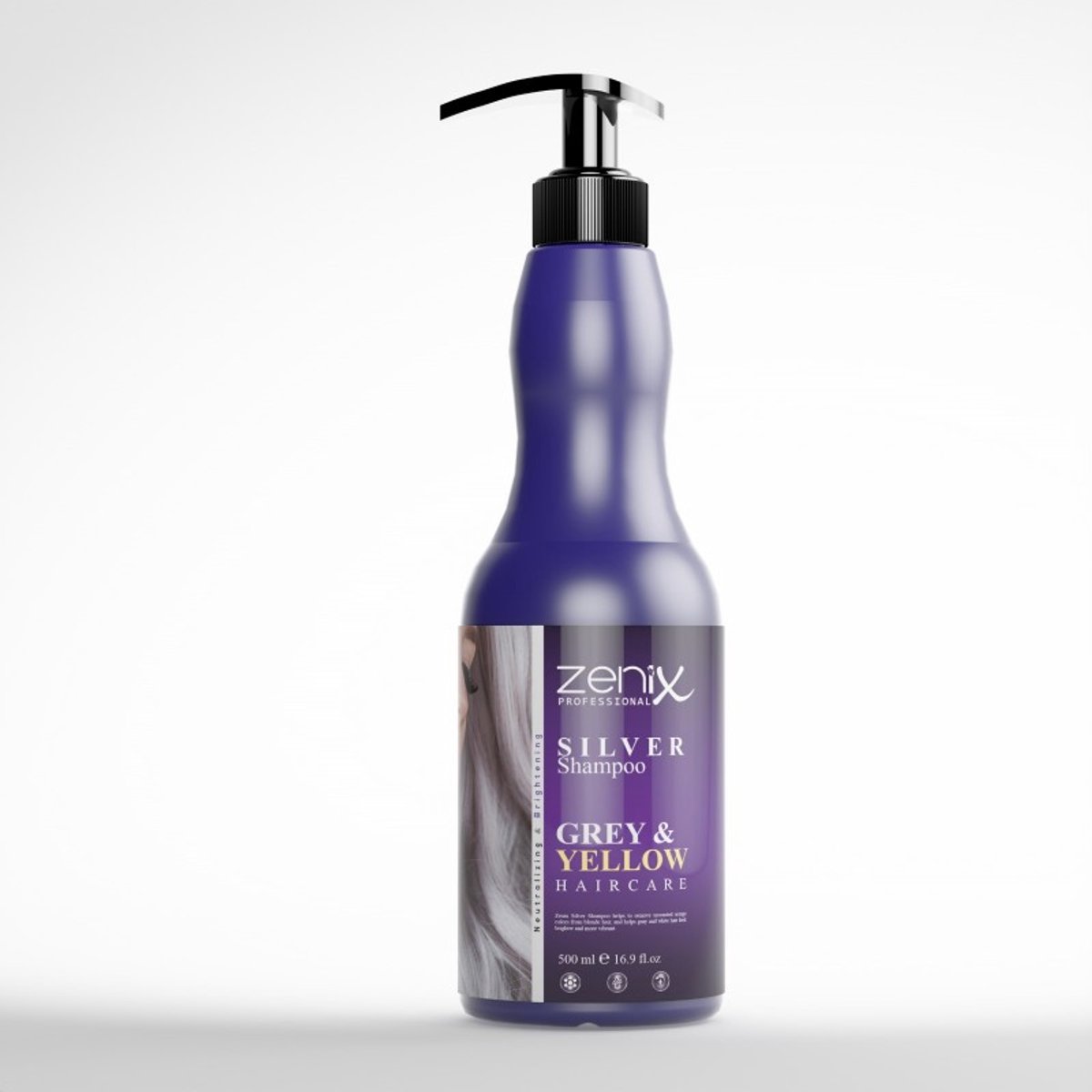 Zenix Silver Shampoo 500 ml – Zilvershampoo voor Grijs, Wit en Blond Haar – Anti-geel Shampoo