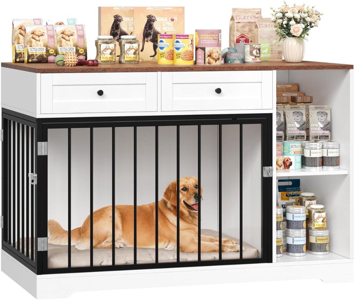 HEZIVO® Hondenbench XXL - Grote Luxe Bench - Voor Honden - 2 Laden - 120 x 87 x 60 cm