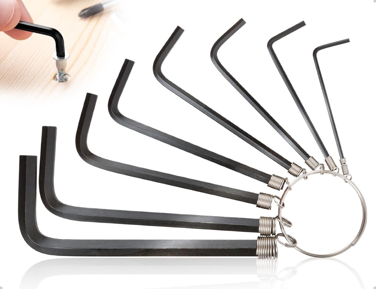 aladdien - Allen Key Set - Inbussleutelset - Duurzaam en veelzijdig - Zwart - Gereedschap voor fiets en meubels - 8 maten van 1.5mm tot 6mm - Geschi...